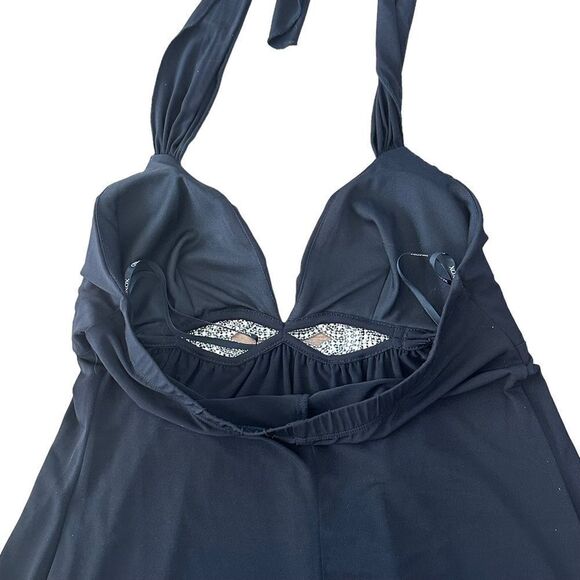 XOXO Black Jersey Tie Around Neck Evening Long Maxi Dress LARGE - Picture 5 of 11